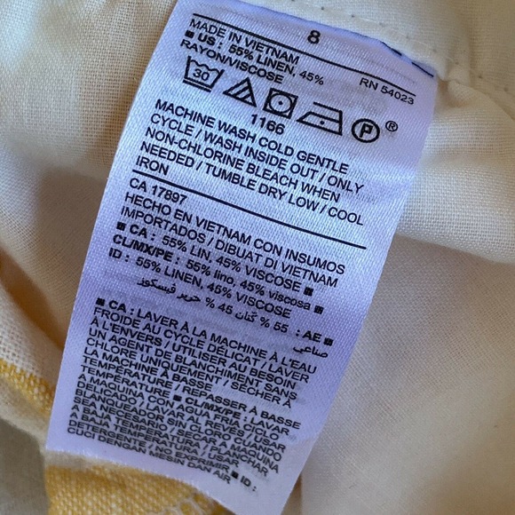 Old Navy Shorts Sz 8 Linen Blend Everyday Yellow Off White Striped Medium Womens - Picture 4 of 9